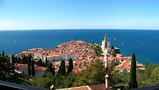 Panoramic view of Piran, Slovenia