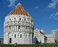 The Pisa Baptistery at the Piazza dei Miracoli, Pisa, Italy