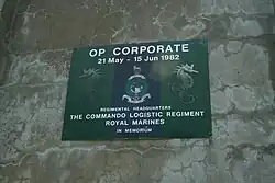 Memorial plaque to the British Cdo Log Regt RM.