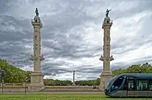 The two rostral columns of the place des Quinconces in Bordeaux, France.