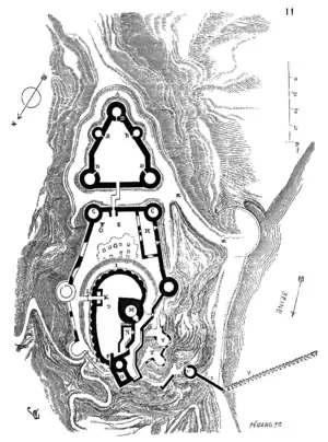 Château Gaillard in France had an elaborate sequence of outer and inner baileys