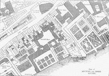 Map by Wenceslaus Hollar (c. 1677) showing Essex House and grounds before Essex Street was laid out