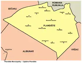 Map of Plandište municipality
