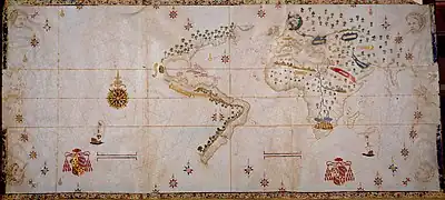 Image 20The Salviati Planisphere, a 1526 version of the Padrón Real provided by Charles V to the cardinal who officiated his wedding to Isabella of Portugal. (from History of cartography)