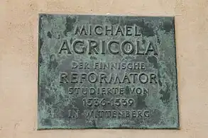 Plaque to Agricola in Wittenberg