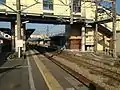 The footbridge linking the platforms. Note the elevator shafts.