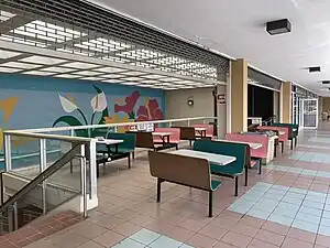 Exterior “food court” area at the mall in 2021.