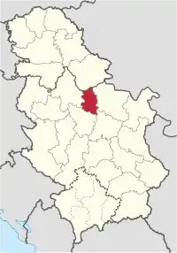 Location of the Podunavlje District within Serbia