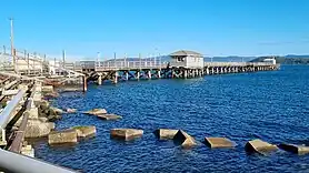 Photo of old wooden wharf.