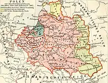 1892 map of the Polish-Lithuanian Commonwealth between 1660-1667 with Lithuania proper