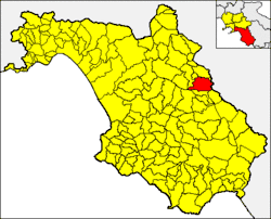 Polla within the province of Salerno and Campania