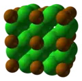 Space-filling model of 2x2x2 unit cells (8 cells in total)