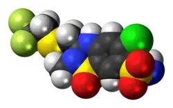 Space-filling model of the polythiazide molecule