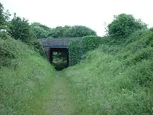 Former railway bridge at Poortown (Peel Road).  The trackbed is now a footpath.