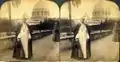 "His Holiness Pope Pius X, walking in the Vatican gardens - St. Peter's in the distance - Rome, Italy." 1905