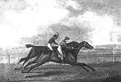 Engraving of Pope beating Wizard in the 1809 Epsom Derby