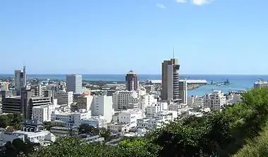 The Bank of Mauritius Tower dominates the Port Louis skyline (right).