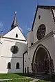 Portal of the church with neo-gothic chapel