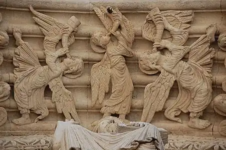 Angels blowing trumpets, Church of St. Trophime, Arles