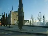 Fountain near the customs building, on the Portugal—Spain border