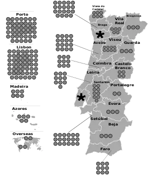 Portuguese Electoral Districts 2019 redistribution.svg