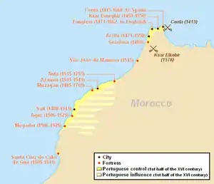 Image 52Portuguese possessions in Morocco (1415-1769) (from History of Morocco)