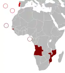 Colour-coded map of Portugal and Africa