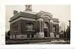 Carnegie Building serving as the Brampton Public Library, 1909. Postcard from the Richard L. Frost collection.