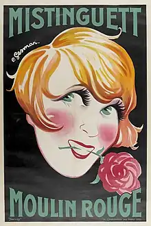 Poster Mistinguett Moulin Rouge, by Charles Gesmar, 1926