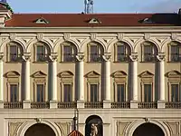 Černín Palace in Prague (1660s) has triglyphs and guttae as ornaments at the top of arches.