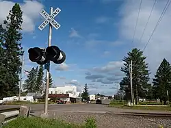 At the railroad junction, looking north toward the downtown