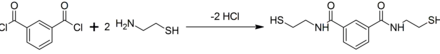 Isophthaloyl  dichloride + 2×cysteamine → BDTH2