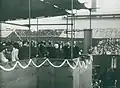 Princess Elizabeth watching the tanker ‘British Princess’ sliding down the ways at the shipyard of Sir James Laing & Sons Ltd, Deptford, Sunderland, 30 April 1946