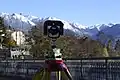 Laser scanner tripode operating in front of a bridge