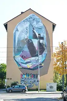 Mural painting "Propagating machine" realized by Nevercrew in Mannheim, Germany in 2017.