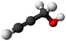 3D ball-and-stick structure of propargyl alcohol