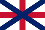 A reconstruction of an alternative version of the Union Jack that appears on a painted wooden ceiling boss from Linlithgow Palace (c. 1617).