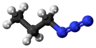 Ball-and-stick model of the propyl azide molecule