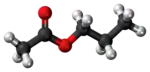 Ball-and-stick model of the propyl acetate molecule