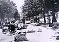 The next day after the earthquake, citizens preparing temporary dwellings.