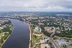 Aerial view of Pskov near the Kremlin