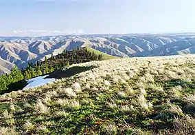 Hills in the distance as viewed from highground