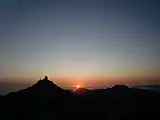 Dawn on the Penyal des Migdia with view of Puig Major and the air force installations