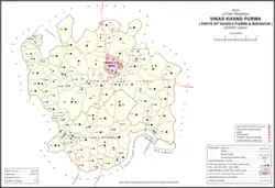 Map showing Fatehganj (#552) in Purwa CD block