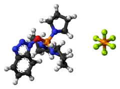 Ball-and-stick model of the component ions of PyBOP