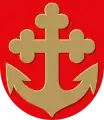 Cross bottony on an anchor on the coat of arms of Pyhäranta, Finland