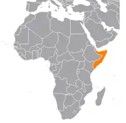 Map indicating locations of Qatar and Somalia