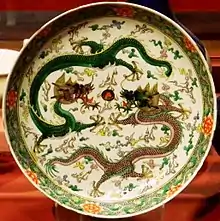 Plate with two dragons, Qing dynasty