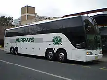 Murrays Austral Pacific bodied Scania K113TRBL 14.5-metre quad-axle coach in Canberra, Australia