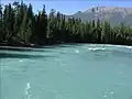 The Kanas River, part of the Irtysh River to the Arctic Ocean, view from rafting boat